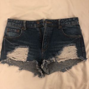 Dark Washed Distressed Shorts